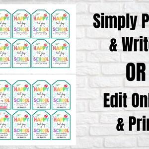 Happy First Day of School Gift Tags for Students, Teachers, Back to ...