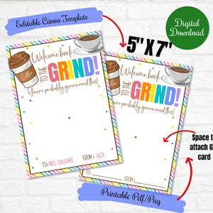 Bentornati alla routine, titolare della carta regalo Coffee Latte per insegnante, regalo di ritorno a scuola, scuola pto pta stampabile digitale, regalo della caffetteria