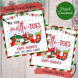 For your Mistletoes Christmas gift tags , Friend family Christmas socks gift tags, Fuzzy Socks, Secret Santa gift tag,PTO Editable Printable