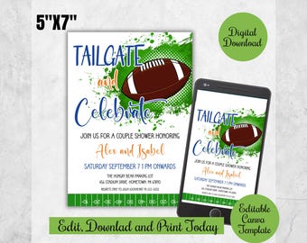 Invitación para fiesta de compromiso y celebración de fútbol / Descarga digital de plantilla Canva editable / Invitación para el día del juego