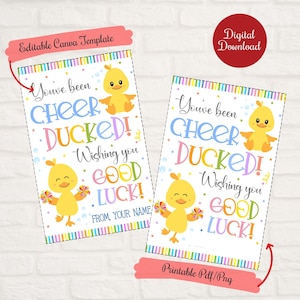 Vous avez été acclamé, étiquettes d'équipe Rubber Duck Good Luck Cheer, danse, essai d'encouragement, étiquettes-cadeaux de compétition, prise de force, étiquettes d'entraîneur, gymnastique