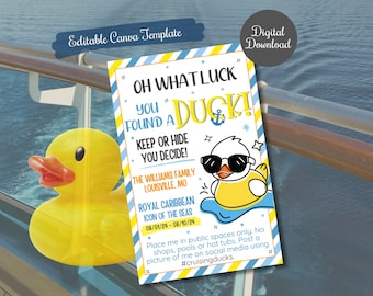 May include: A yellow rubber duck with an orange beak and a digital download card. The card reads "OH WHAT LUCK YOU FOUND A DUCK!" with a cartoon duck wearing sunglasses. The card also includes event details and social media instructions.