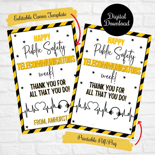 Public Safety Telecommunicators Week Thank You Gift Tags, 911 Dispatchers Week gift tags, editable printable,thank you for all that you do,