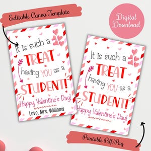Es ist so ein Vergnügen, Sie als Schüler zu haben, Valentinstag Süßigkeiten Geschenkanhänger, für Kinder von Lehrern, Trainern, PTO bearbeitbare Vorlage, druckbares Tag