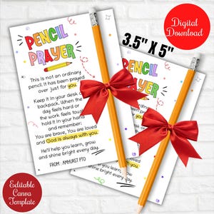 Pencil Prayer Tag, Back to school Blessing Kit, Backpack Prayer, First Day of School Gift Tags, Christian School Gift, Pencil is prayed on