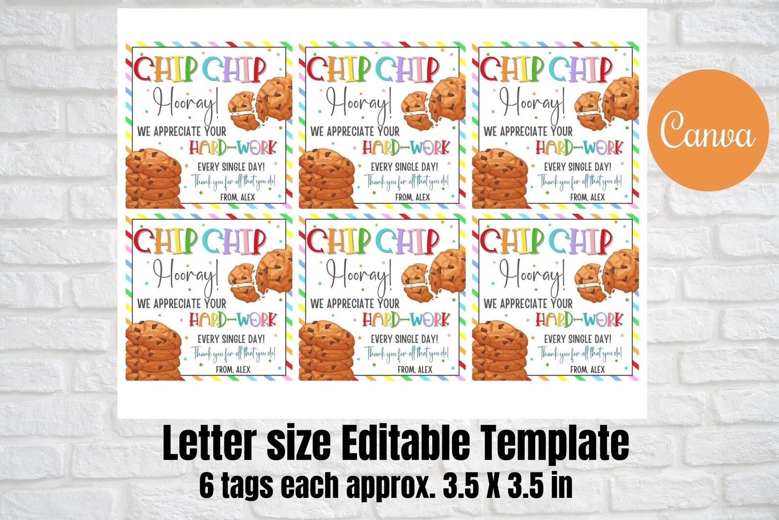 Teacher Cookie Appreciation Gift Tags, Chip Chip Hooray, We Appreciate ...