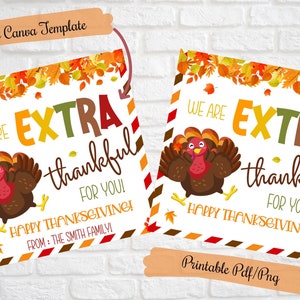 Thanksgiving Gift treat Tags, We are extra thankful for you treat tags, Extra gum gift tag,teacher, friends, family, school, co-workers, PTO