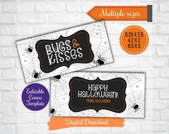 Bugs and kisses halloween treat bag topper, Halloween gift Tags, Class School Treat Bag Toppers, PTO Gift tags, Halloween treat bags