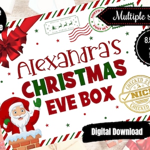 Etiqueta EDITABLE de Caja de Nochebuena, Etiqueta personalizada de Caja de Nochebuena, Etiqueta de caja de regalo de Navidad, pegatina, Descarga digital