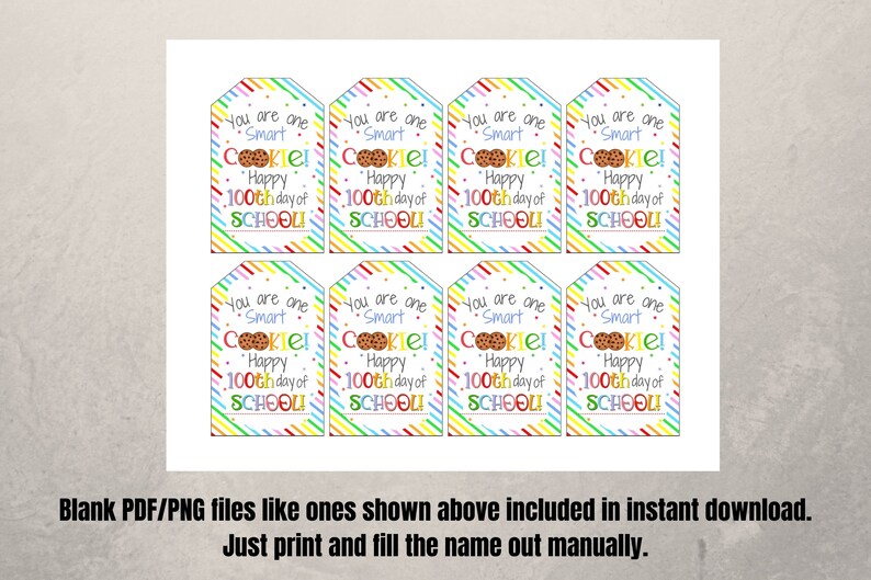 100th Day of School Cookie Gift Tags for Students, You Are One Smart ...