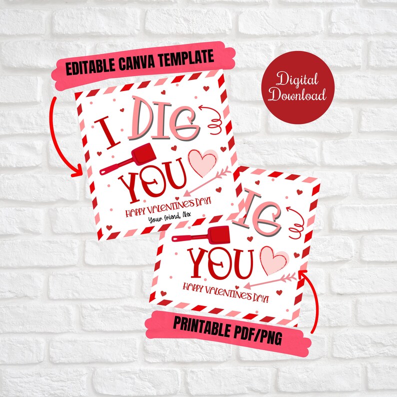I Dig You Valentine Gift Tags, Printable Editable Valentine ...