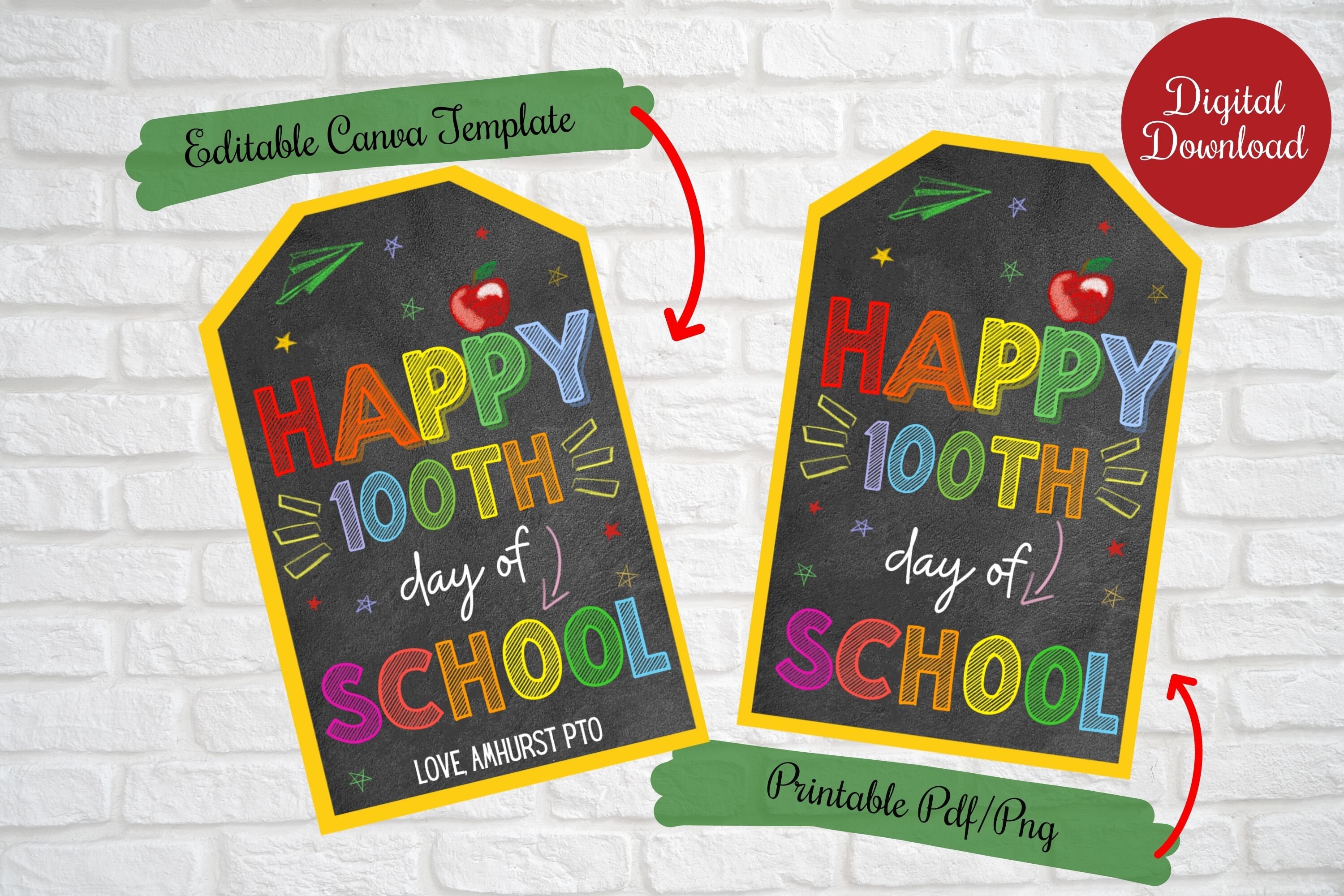 Happy 100th Day of School Gift Tags for Students, Teachers, 100 Days of ...