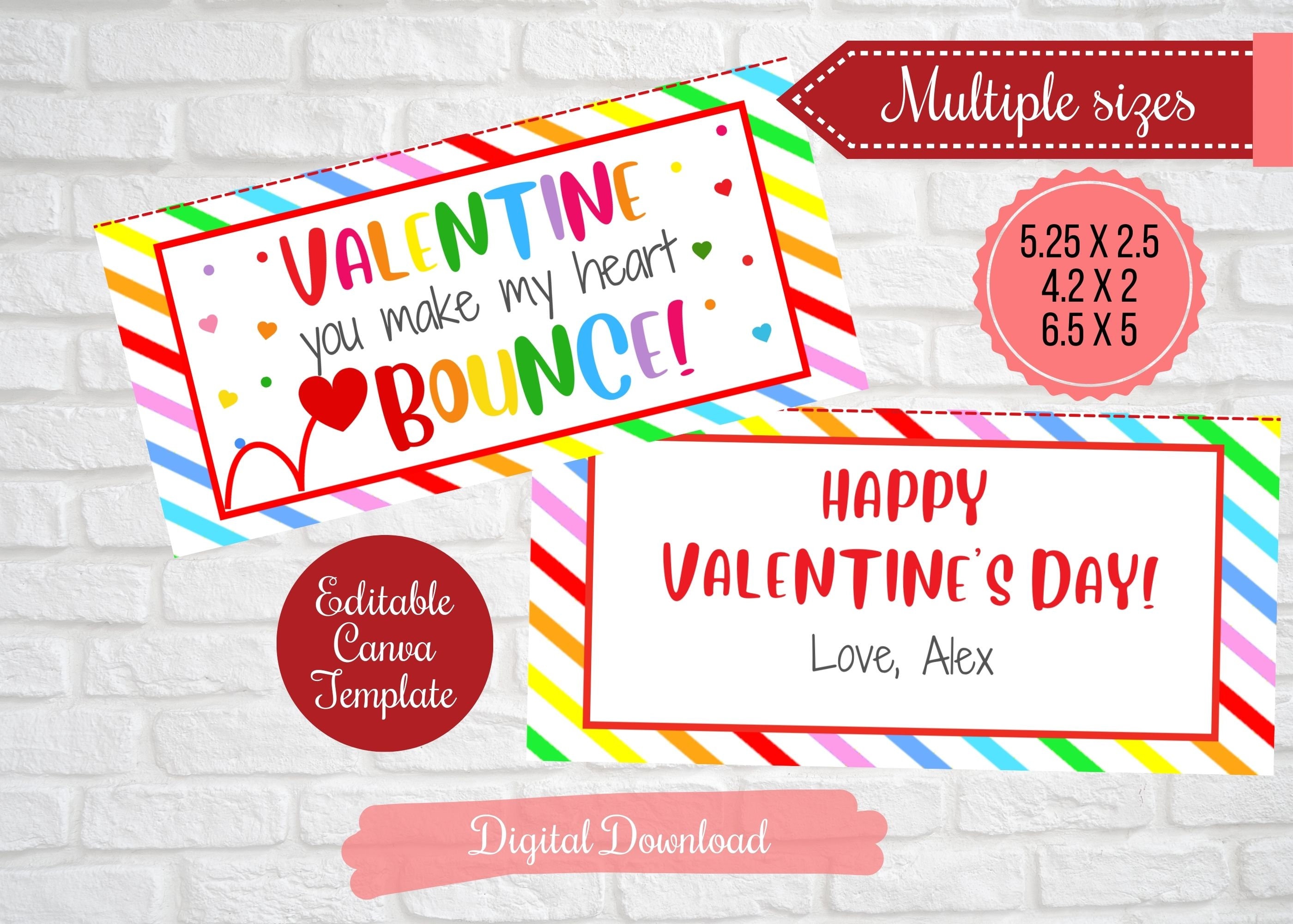 Personalized Kids Valentine Cards for School, Red Valentine's Day Cards for  Girls, Classroom Valentines, Kids Class Valentines, Red Hearts 