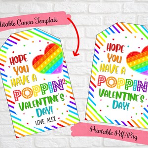 Ich hoffe, Sie haben einen Poppin 'Valentinstag, druckbare bearbeitbare Valentinskarten für Popit-Spielzeug, Pop-Zappeln-Spielzeug-Schlüsselanhänger-Valentinstag-Tags