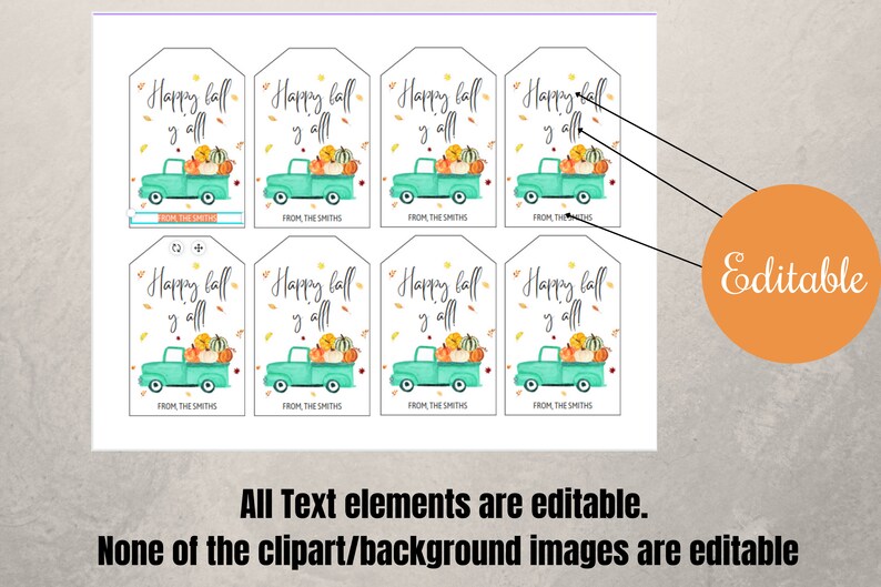 Happy Fall Y'all Gift Tags, Fall Autumn Pumpkin Watercolor Gift Tags ...