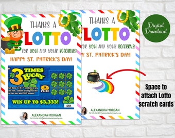 Realtor St Patrick's Day Lotto scratch card holder,thanks a Lotto for you and your referrals, real estate, Business,Notary marketing, Pop by