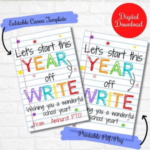 Commençons cette année par une écriture libre, étiquettes-cadeaux marqueurs pour la rentrée scolaire pour les enseignants, les étudiants, premier jour d'école, téléchargement numérique modifiable