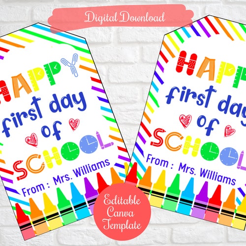 Happy First Day of School Gift Tags for Students Teachers - Etsy