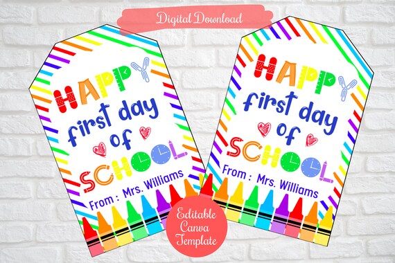 Happy First Day of School Gift Tags for Students Teachers - Etsy