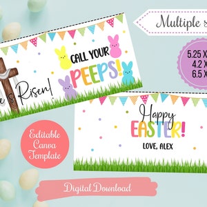 He is Risen Call your Peeps treat bag topper, Easter Marshmallow Fold Over Label, Religious Class treat bag toppers, CoWorker, Team, Church
