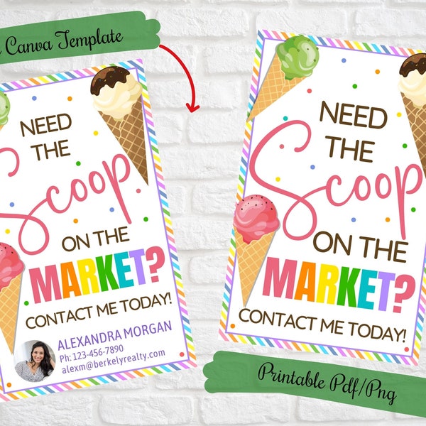 Need the scoop on the real estate market? call me today, Realtor Ice cream  pop by,real estate, Business,Notary marketing,Ice cream gift