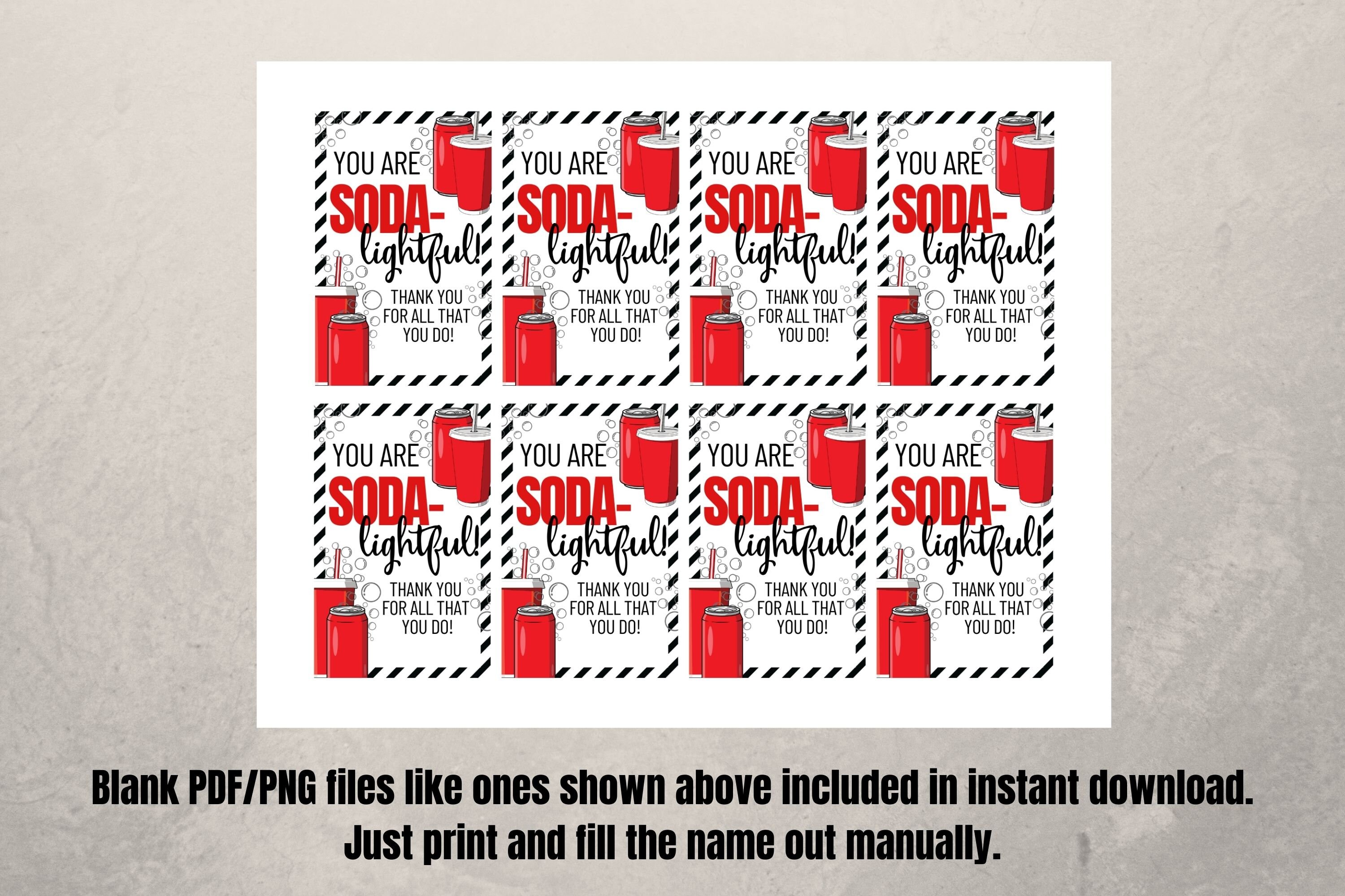 Appreciation Gift Tag Printable, You're Soda-lightful - Press Print Party!
