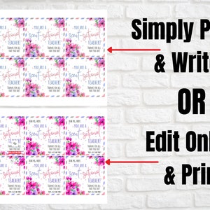 May include: Printable teacher appreciation gift tags with a floral design and the text "You are a scent-sational teacher!"  The tags can be printed and written on or edited online and printed.