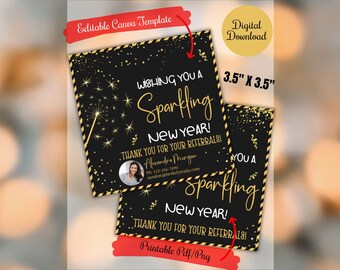 Wishing you a sparkling new year, Realtor New Year pop by tag for clients, Sparklers, Champagne, Pop By Tags,Real estate, home health tags