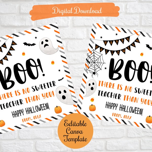 Boo es gibt keinen süßeren Lehrer als dich, Halloween Lehrer Geschenk Tags, Schule, Freunde, Familie, Lehrer, Mitarbeiter, PTO Tags, printable