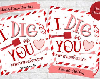 I dig you Valentine Gift tags, Printable Editable Valentine Construction Gift Tags for Shovel and Candy Treat Bags, Class, School Valentines
