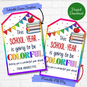 Back to School Marker Gift tags, This school year is going to be colorful ,first day of school highlighter tags for class, school kids