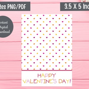 Printable Valentine Cookie Cards, Instant Download, 3.5&quot;X5&quot; cookie card, Happy Valentines Day, Mini cookie card,Digital Download
