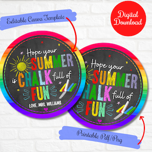 Chalk full of fun Gift Tags, End of year gift tags for students, end of year gift tags for teachers, PTO PTA tags, sidewalk chalk gift tag