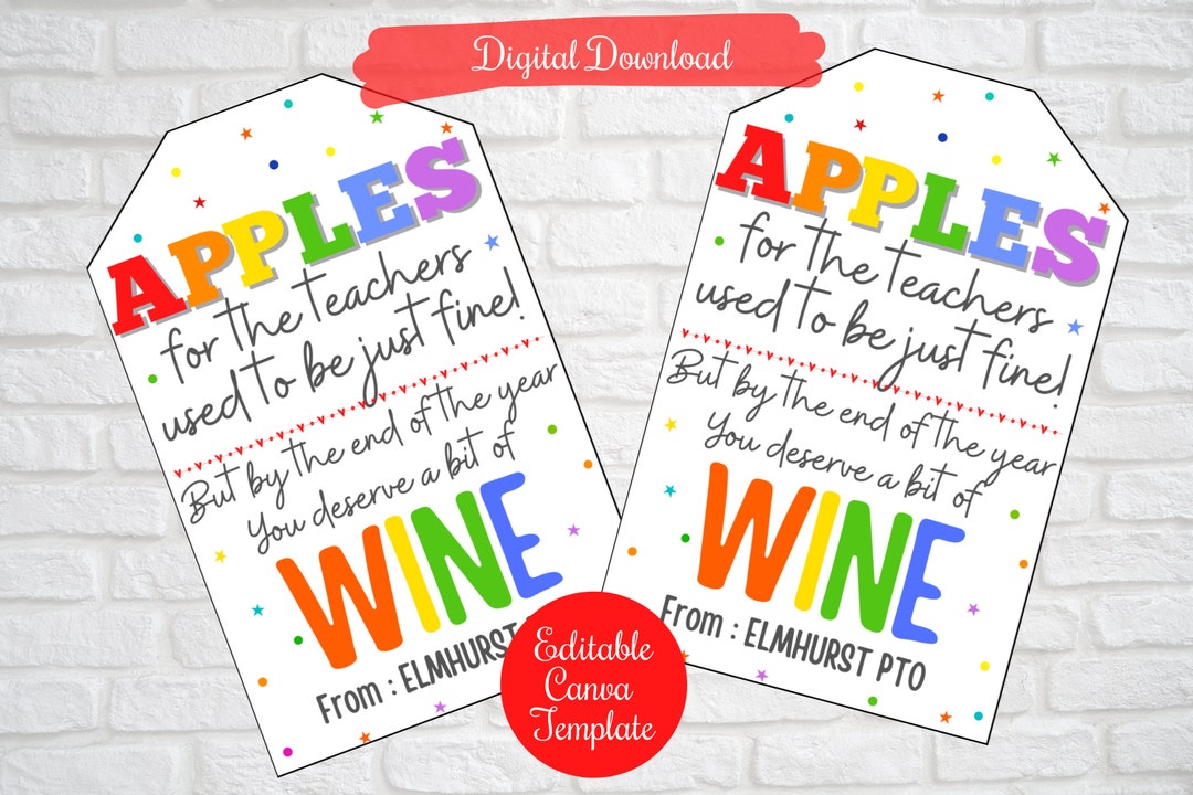 Apples for Teachers Used to Be Fine Wine Gift Labels for Etsy