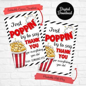 Étiquette-cadeau de remerciement pour le pop-corn, étiquette-cadeau pour dire merci, enseignant, semaine d'appréciation des employés, journée nationale du pop-corn