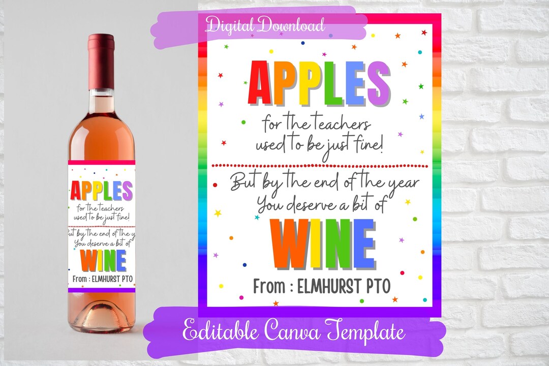Apples for Teachers Used to Be Fine Wine Gift Labels for Etsy