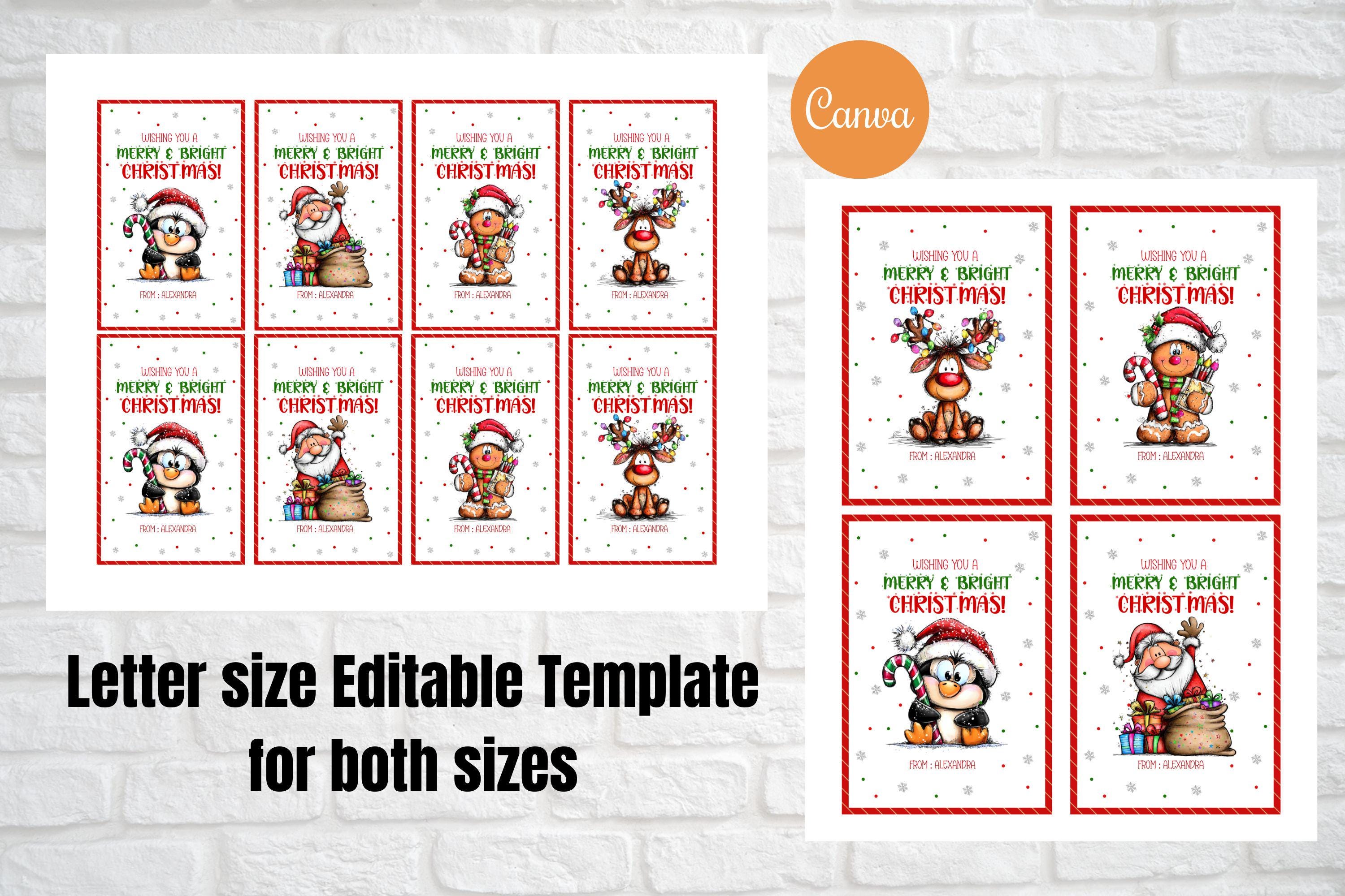 Christmas Candy Cane Holder Gift Tags for Kids, Candy Cane Favor Tags ...