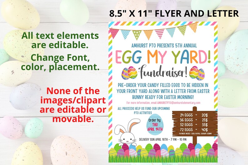 Egg My Yard Template for Fundraiser Printable Egg My Yard Etsy
