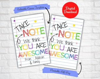 Take note you are awesome gift tags, Editable Thank You Gift Tags, Teacher Appreciation Week gift tag, 911 dispatcher, telecommunicator tag