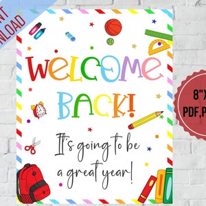 Welcome Back to School, It&#39;s going to be a great year|Back to school teacher luncheon sign printable|Meet the teacher|First Day of school