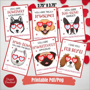 Druckbare Hunde Valentinstag Karten, Hündchen Themen Freund, Klasse Valentinstag Karten, Kindergarten Kleinkind Valentinstag, Instant Download
