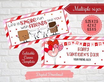 Valentine Smores treat bag toppers, Life is Smore Fun with friends like you,Editable class school valentines, PTO tags, digital printable