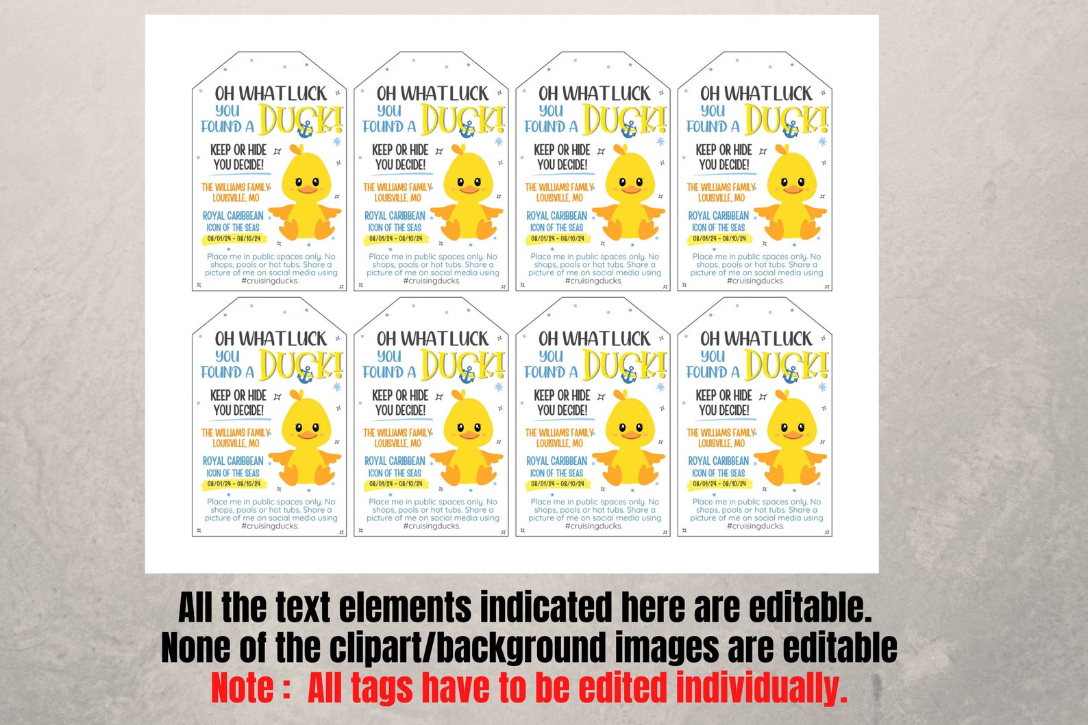 Oh What Luck You Found a Duck Cruising Ducks Tag Editable Template