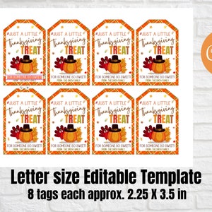 Thanksgiving Gift treat Tags, Just a little thanksgving treat tags for someone so sweet,teacher, friends, family, school, co-workers, PTO image 3