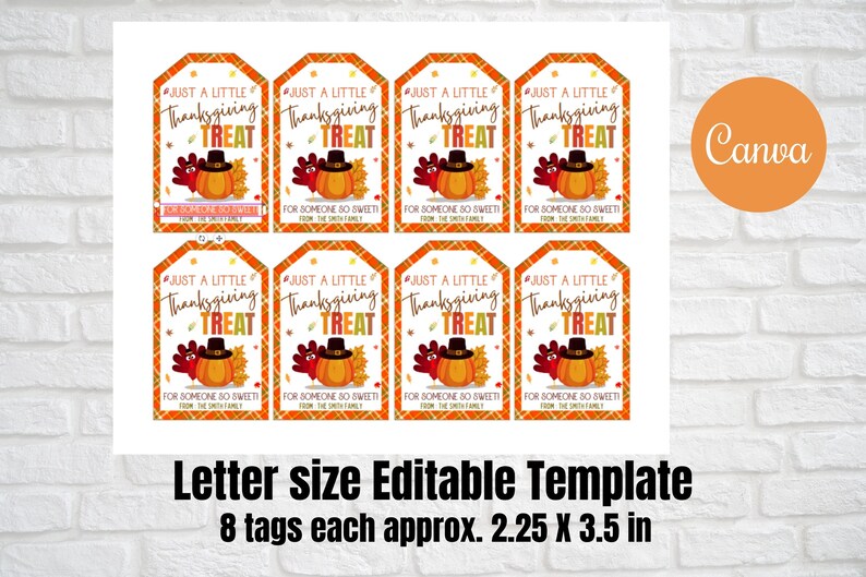 Thanksgiving Gift treat Tags, Just a little thanksgving treat tags for someone so sweet,teacher, friends, family, school, co-workers, PTO image 3