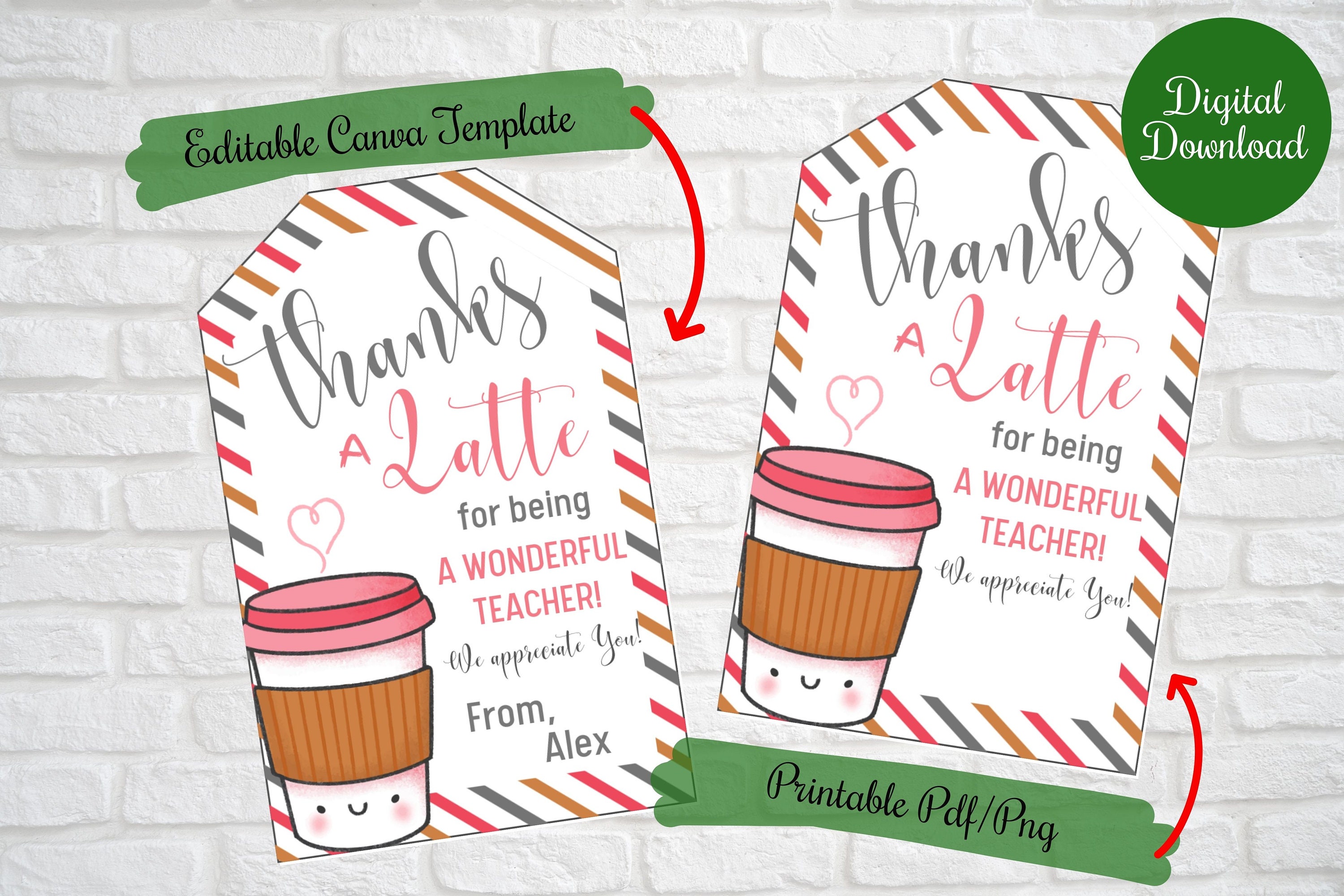 PDF Thanks a Latte Printable Gift Tag, Appreciation Coffee Gift Tag, I —  Posh Park