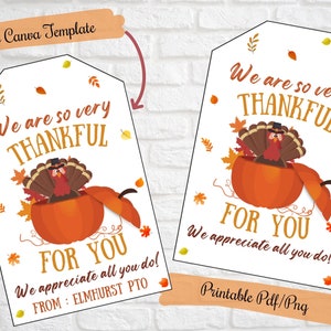 Thanksgiving Gift treat Tags, We are very thankful for you treat tags for someone so sweet,teacher, friends, family, school, co-workers, PTO