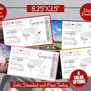 Modello di carta d&#39;imbarco modificabile Regalo, Anniversario di compleanno stampabile, Regalo di biglietto aereo, Viaggio a sorpresa, vacanza, biglietto d&#39;imbarco, modello Canva