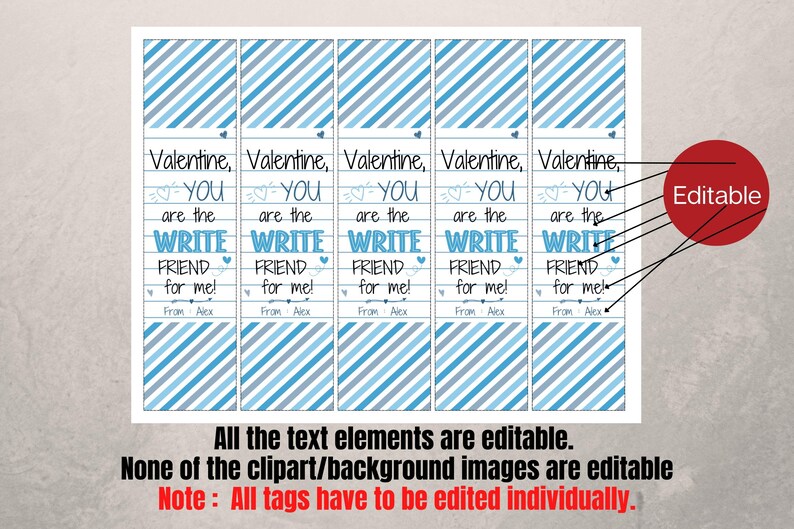 Valentine, You Are the Write Friend for Me Printable Tag for Valentine ...