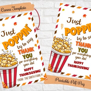 PopCorn Thanksgiving Geschenkanhänger, Just Poppin, um Danke zu sagen, Popcorn Geschenkanhänger für Lehrer, Freunde, Familie, Schule, Mitarbeiter, Zapfwelle,